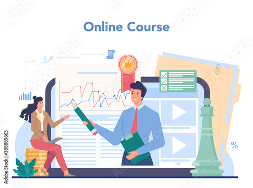 Financial advisor online service or platform. Business character