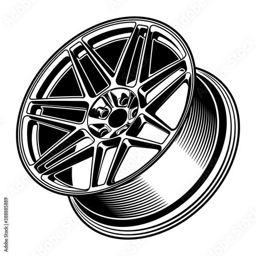 car wheel rim vector silhouette, icon, logo, monochrome, color in black and transparent for conceptual design
