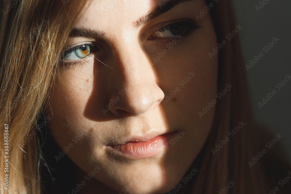 Beautiful girl looking to the sunlight. Beautiful girl looking to the sunlight.