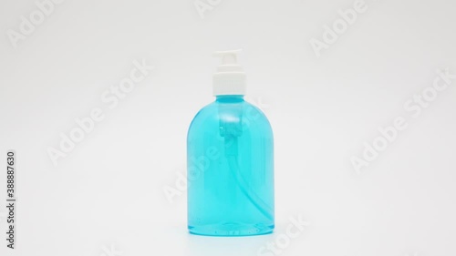 sanitizer alcohol gel pump dispenser antibacterial antiseptic washing hand to prevent spreading virus, stop motion photo