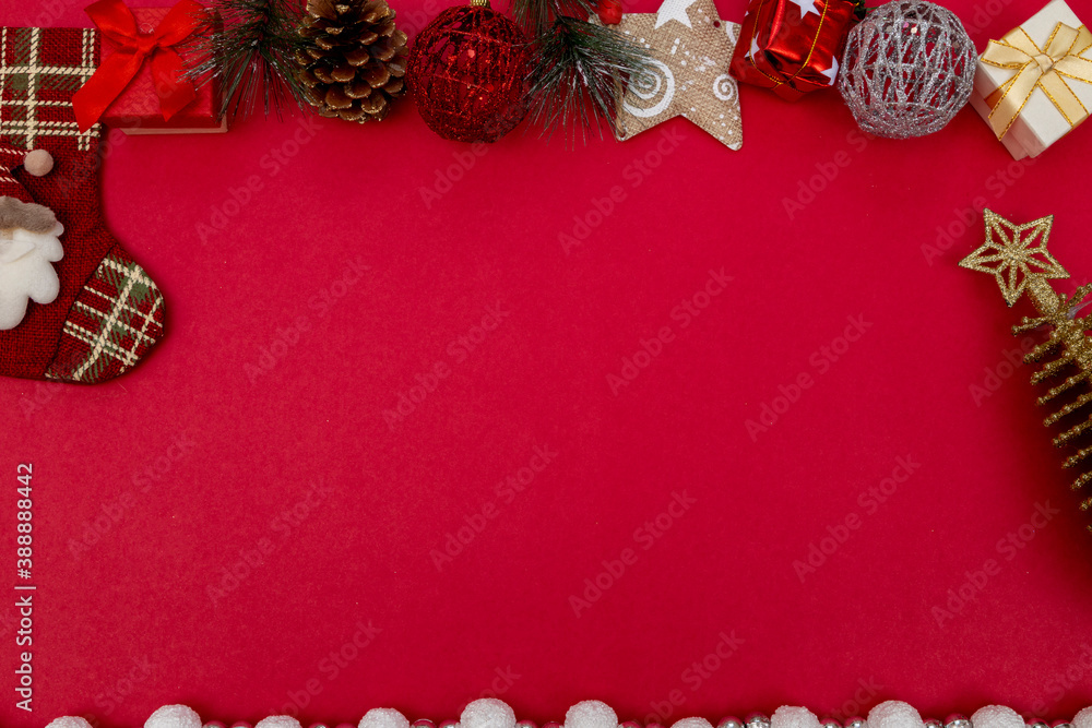 Christmas background. Top view with copy space