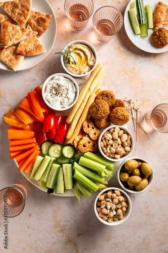 Vegetable Platter with Variety of Dips photo