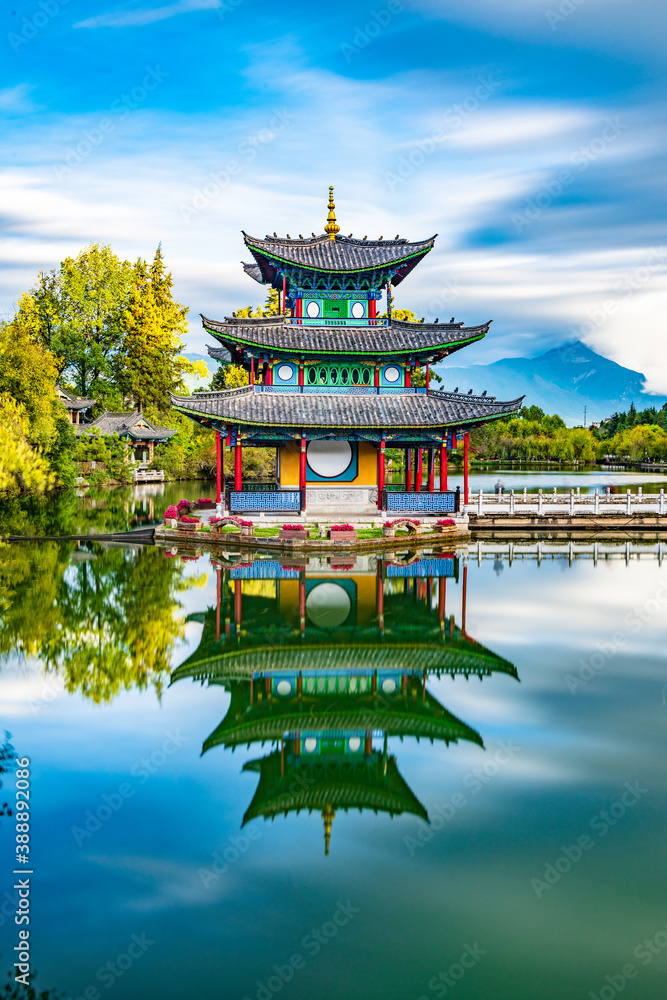 Early morning beauty of Heilongtan Park in Lijiang, Yunnan