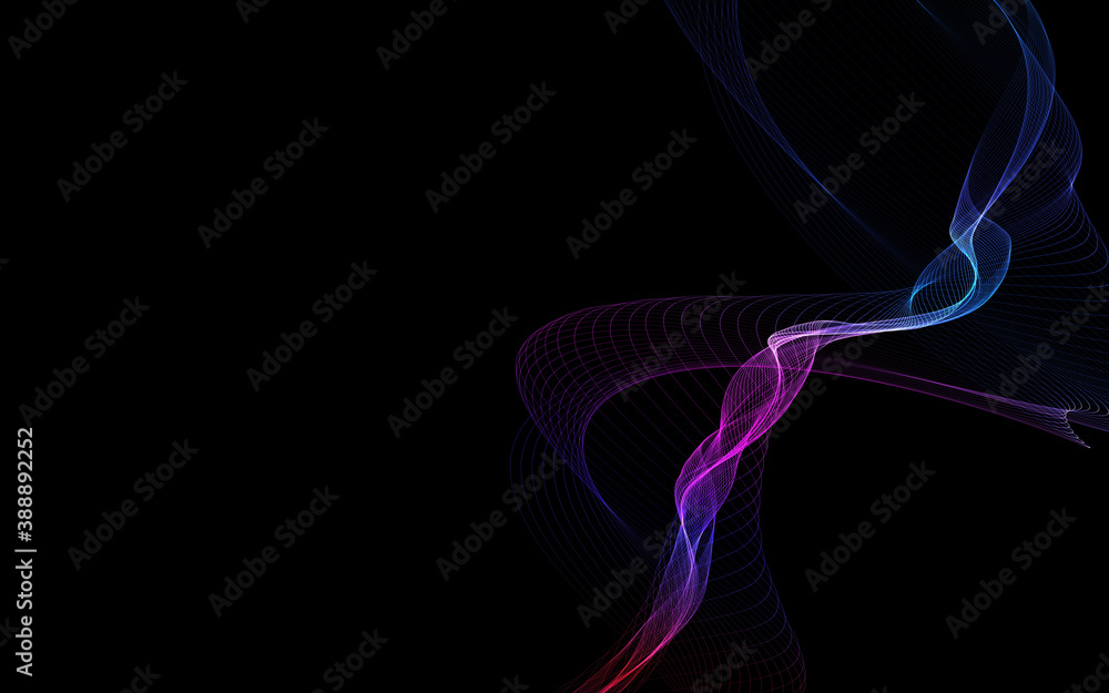 Fototapeta premium Dark abstract background with a glowing abstract waves