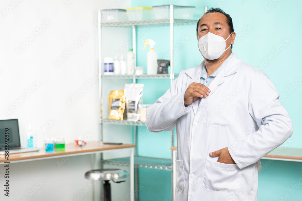 Proud enterprising man in his lab Proud enterprising man in his lab