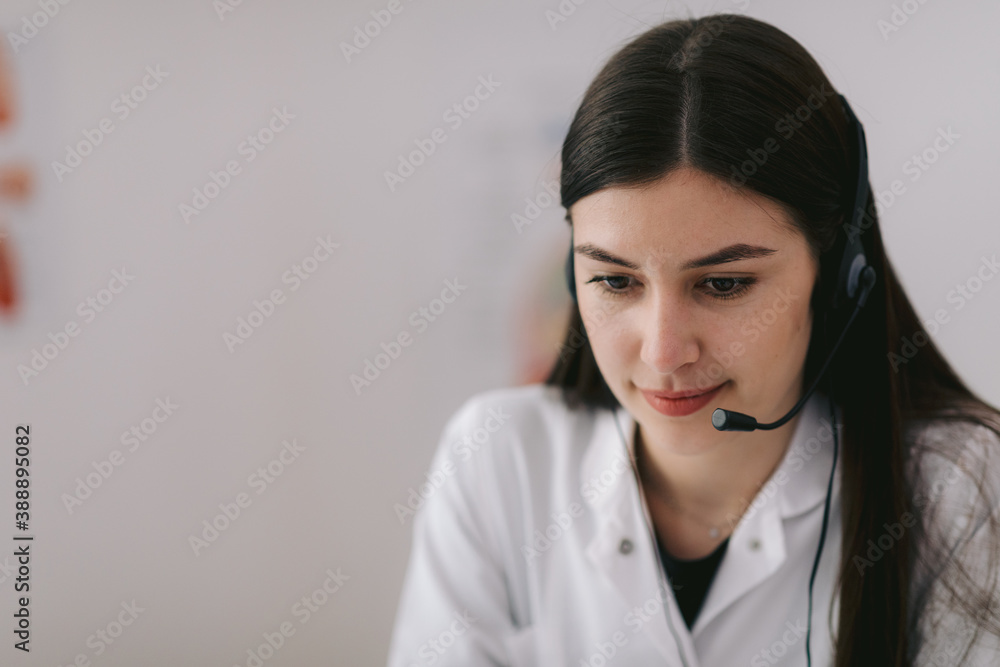 Doctor having reception in video meeting Doctor having reception in video meeting