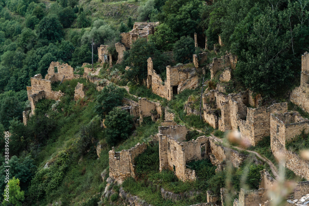 A street of Abandoned village Gamsutl, Dagestan, Russia A street of Abandoned village Gamsutl, Dagestan, Russia
