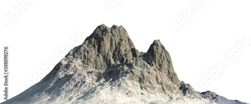 Snowy mountains Isolate on white background 3d illustration photo