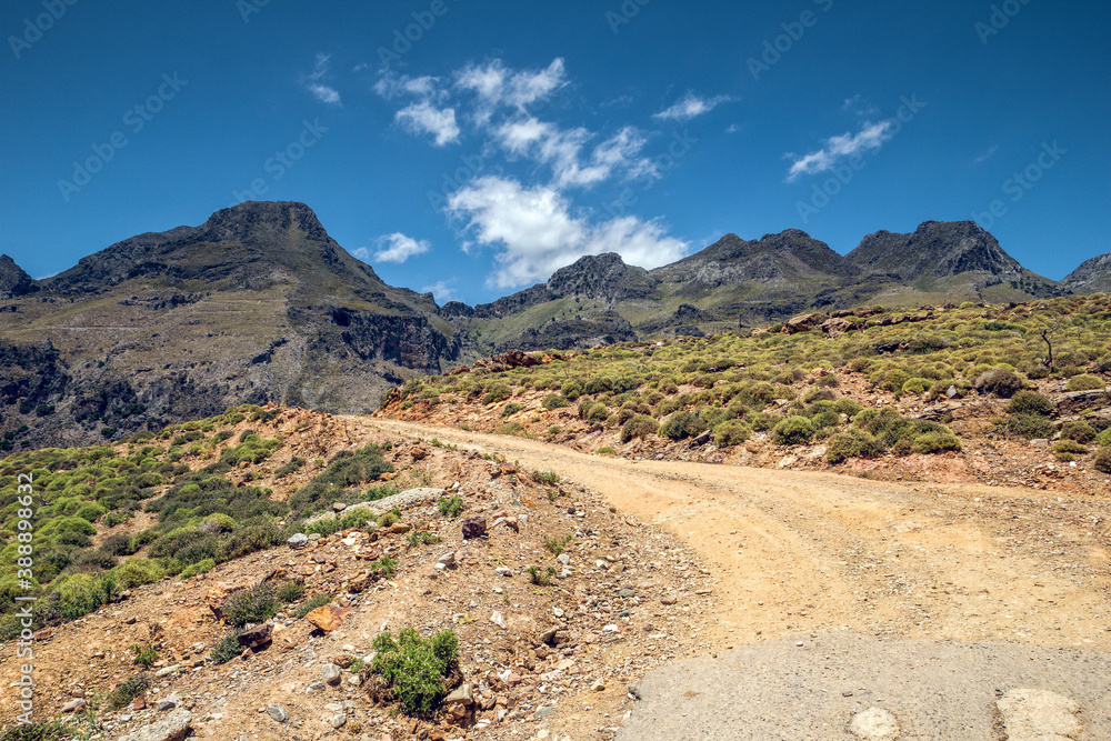 The way forward to mountain at Plakias, Crete, Greece The way forward to mountain at Plakias, Crete, Greece