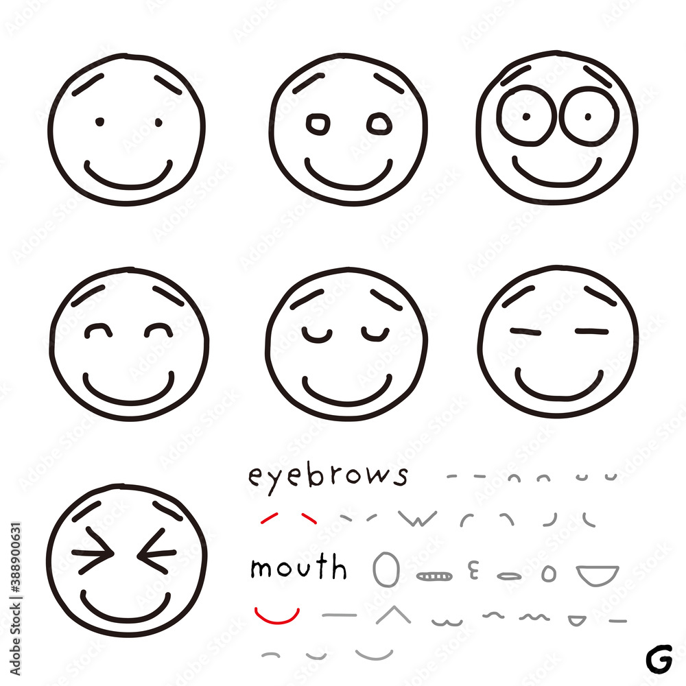 hand-drawn facial expression icon_04_g hand-drawn facial expression icon_04_g