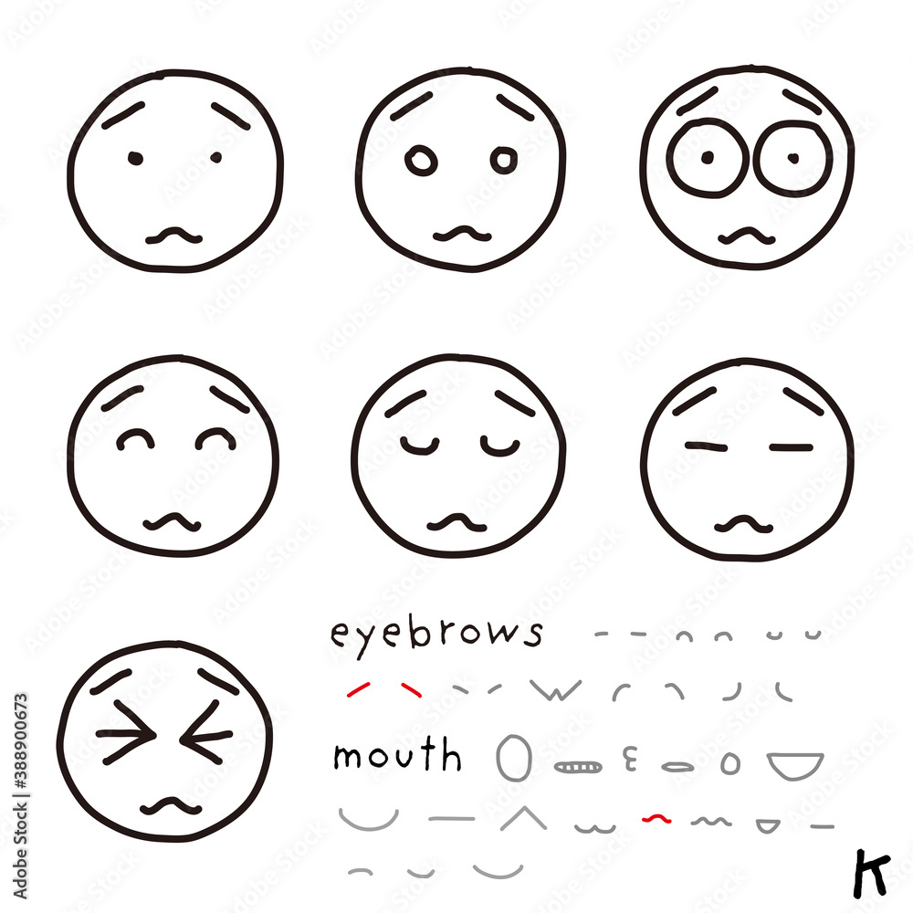 hand-drawn facial expression icon_04_k hand-drawn facial expression icon_04_k