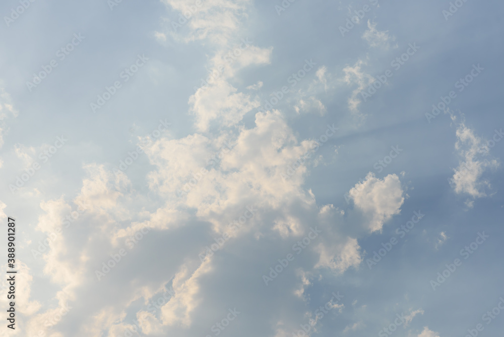 Blue sky and clouds with sunlight in the afternoon Blue sky and clouds with sunlight in the afternoon