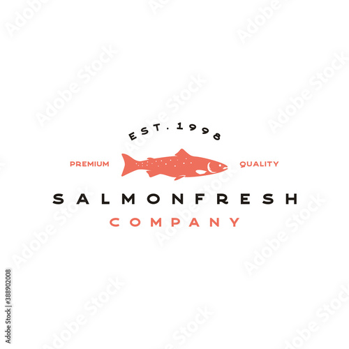 Vintage salmon fish seafood logo design vector