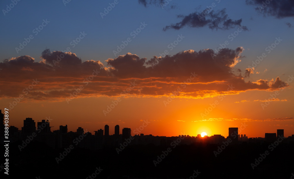 Sunset in Sao Paulo enhancing the city skyline