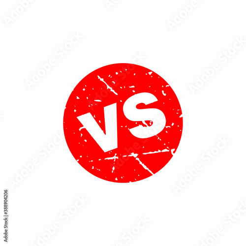 Abstract Red Grungy Vs Rubber Stamp Sign with Circle Shape Illustration Vector, Versus Text Seal, Mark, Label Design Template