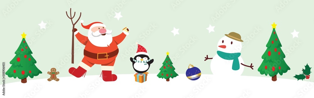 santa claus, snowman and penguin and references to christmas santa claus, snowman and penguin and references to christmas