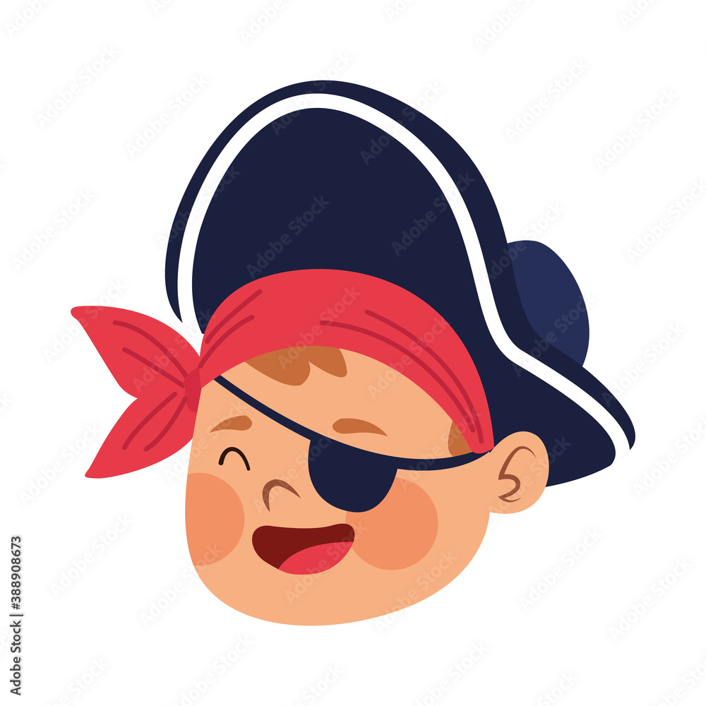 cute little boy dressed as a pirate head character Stock Vector | Adobe ...
