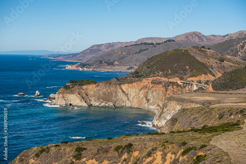 Rocky Creek Bridge and the California State Route 1. California, USA.