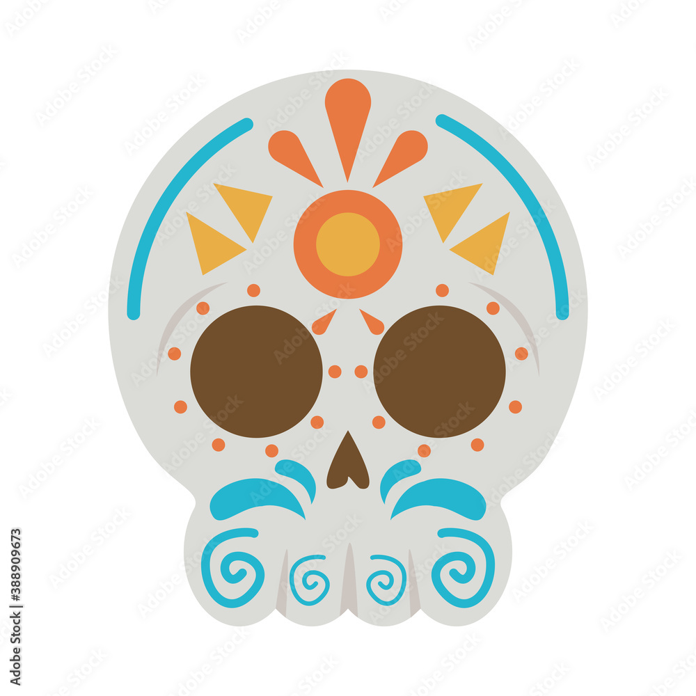traditional mexican skull head flat style icon traditional mexican skull head flat style icon