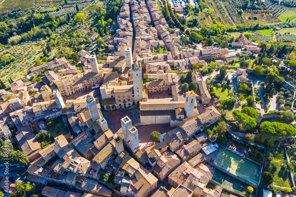 Aerial view of San Gimignano. Tuscany, Italy.