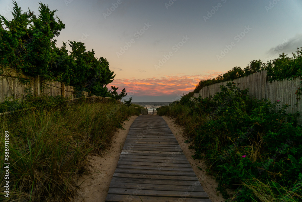 Sunset over a beach path