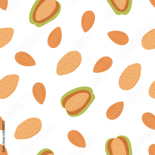 Sweet Almond Nut. Vector seamless pattern