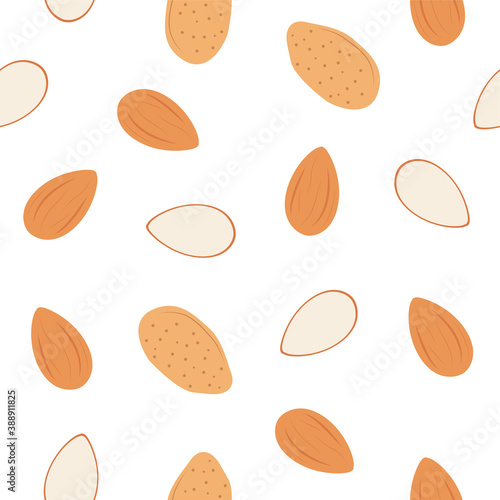 Sweet Almond Nut. Vector seamless pattern