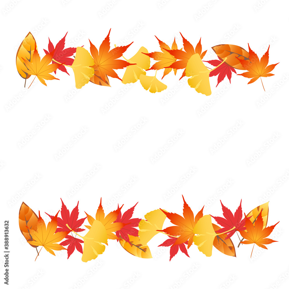 Fototapeta premium 紅葉 もみじ フレーム イラスト 秋