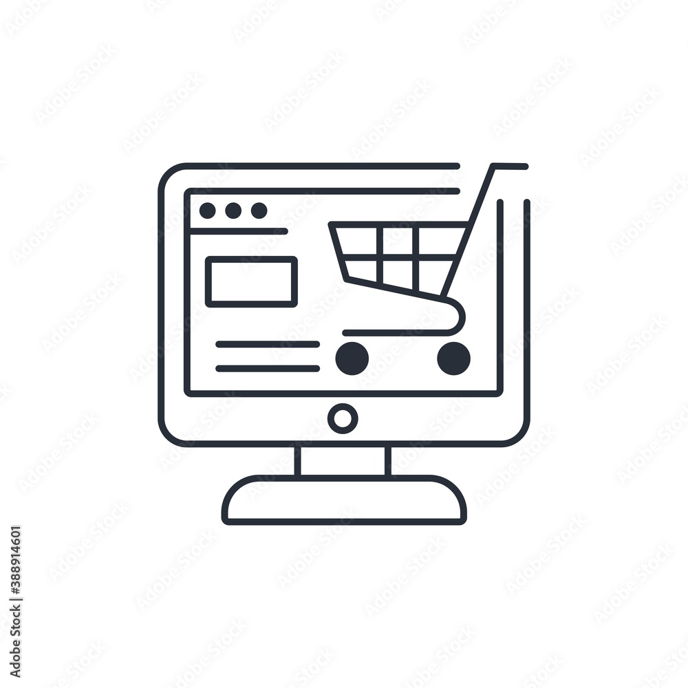Selling page. Shopping selling online. Vector linear icon isolated on white background. Selling page. Shopping selling online. Vector linear icon isolated on white background.