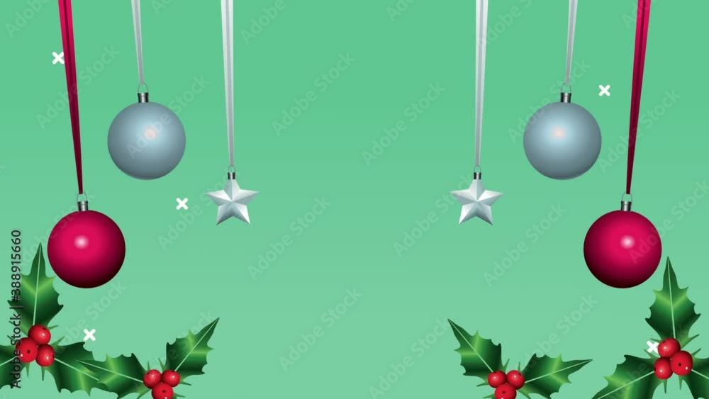happy merry christmas with balls and stars hanging happy merry christmas with balls and stars hanging