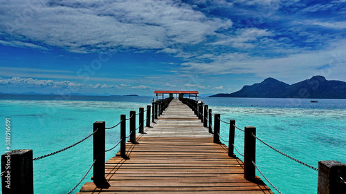 Small wooden bridge on the island of Semporna, Malaysia