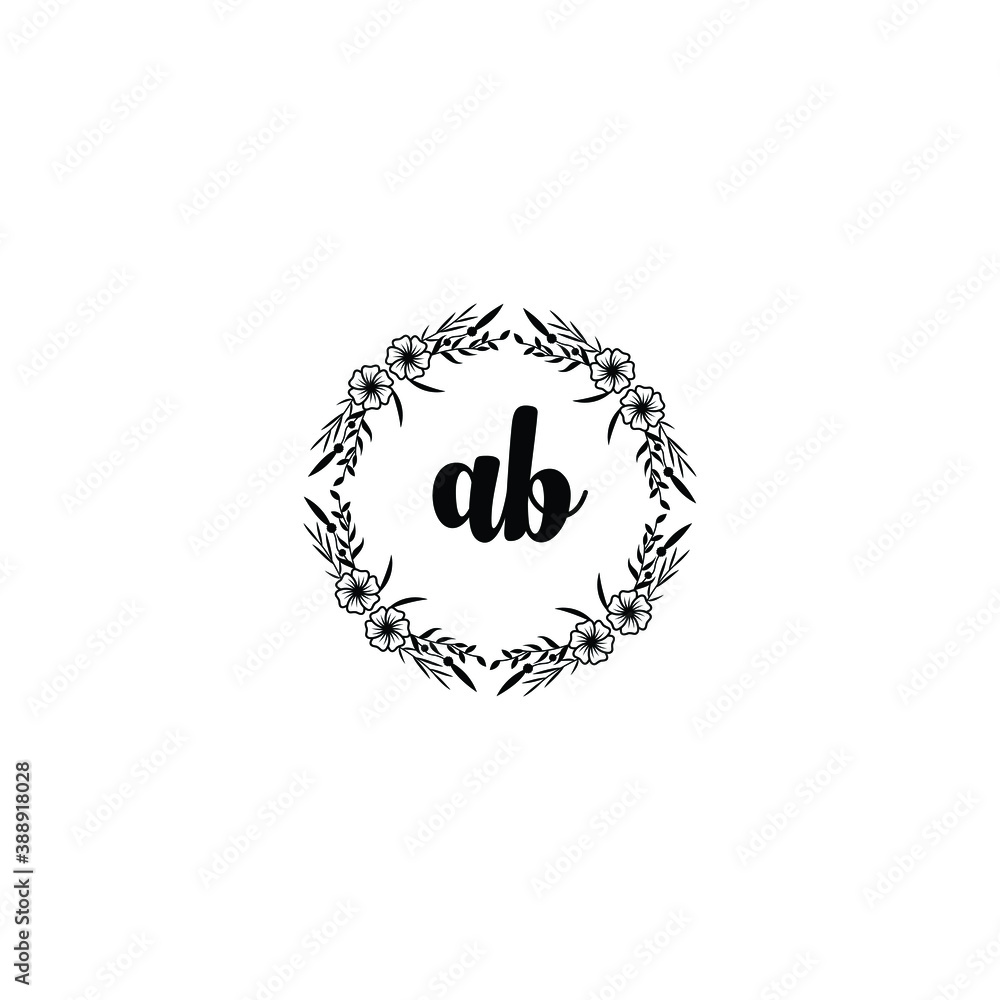 Initial AB Handwriting, Wedding Monogram Logo Design, Modern Minimalistic and Floral templates for Invitation cards Initial AB Handwriting, Wedding Monogram Logo Design, Modern Minimalistic and Floral templates for Invitation cards
