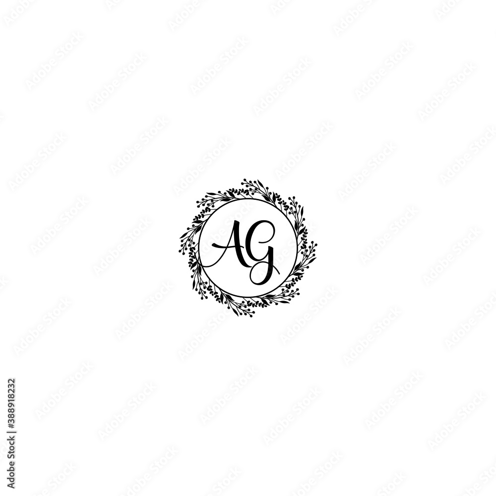 Initial AG Handwriting, Wedding Monogram Logo Design, Modern Minimalistic and Floral templates for Invitation cards Initial AG Handwriting, Wedding Monogram Logo Design, Modern Minimalistic and Floral templates for Invitation cards