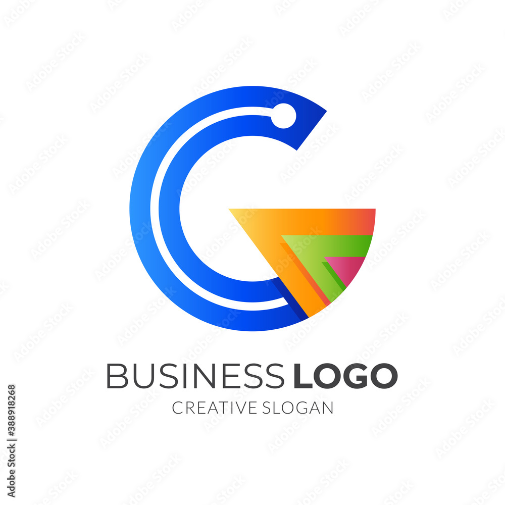 letter G tech logo, letter G and technology, combination logo with 3d colorful style letter G tech logo, letter G and technology, combination logo with 3d colorful style