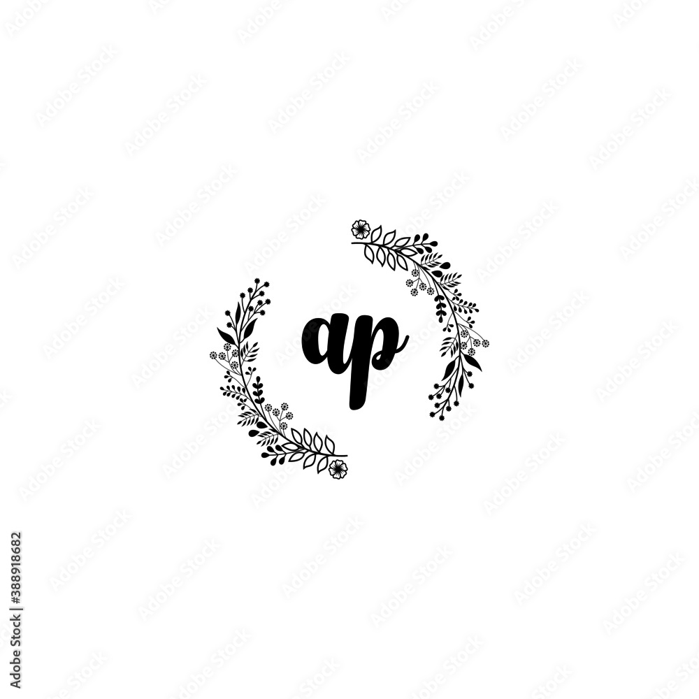 Initial AP Handwriting, Wedding Monogram Logo Design, Modern Minimalistic and Floral templates for Invitation cards Initial AP Handwriting, Wedding Monogram Logo Design, Modern Minimalistic and Floral templates for Invitation cards