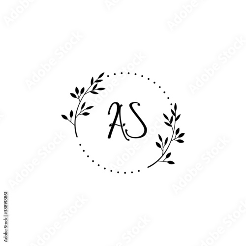Initial AS Handwriting  Wedding Monogram Logo Design  Modern Minimalistic and Floral templates for Invitation cards