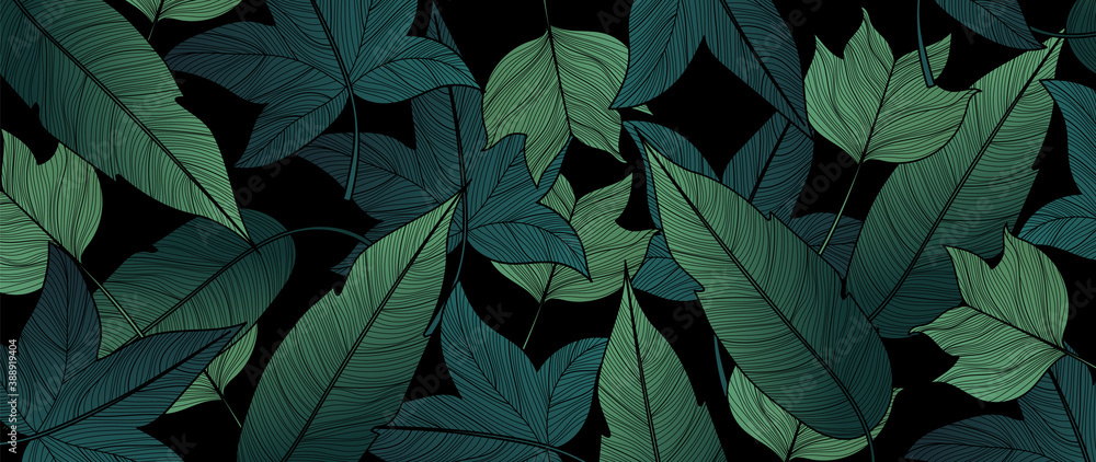 Panorama Fall Autumn Green Leaves Background vector. Autumn seasonal ...