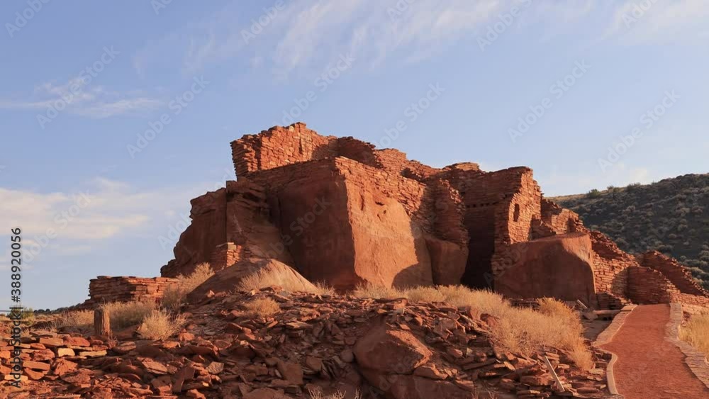 Sunset view of the Wupatki Pueblo ruins in Wupatki National Monument Sunset view of the Wupatki Pueblo ruins in Wupatki National Monument