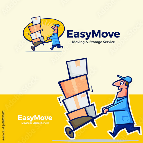 Easy Move Moving Service Vintage Mascot Logo Vector
