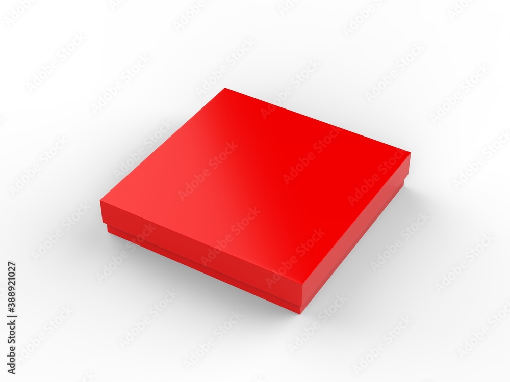 Thin square packaging box mockup, red cardboard package box mock-up template on isolated white background. 3d illustration Thin square packaging box mockup, red cardboard package box mock-up template on isolated white background. 3d illustration