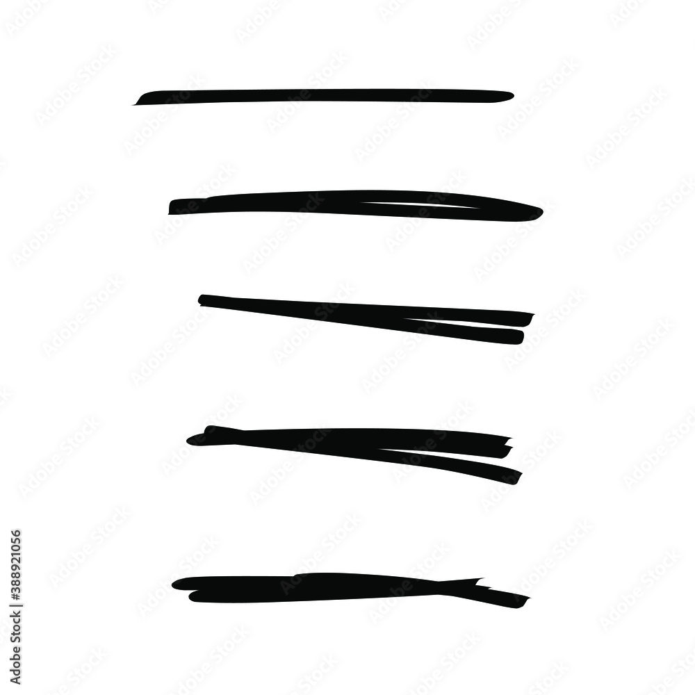 Set of handmade, hand drawn underline strokes isolated on white background EPS Vector Set of handmade, hand drawn underline strokes isolated on white background EPS Vector