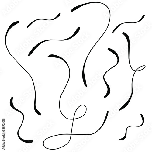 Swirls and curves. Underlines, borders, dividers. Set of doodles. Collection of hand drawn flourishes.