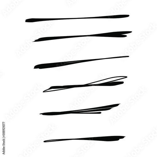 Set of handmade, hand drawn underline strokes isolated on white background EPS Vector