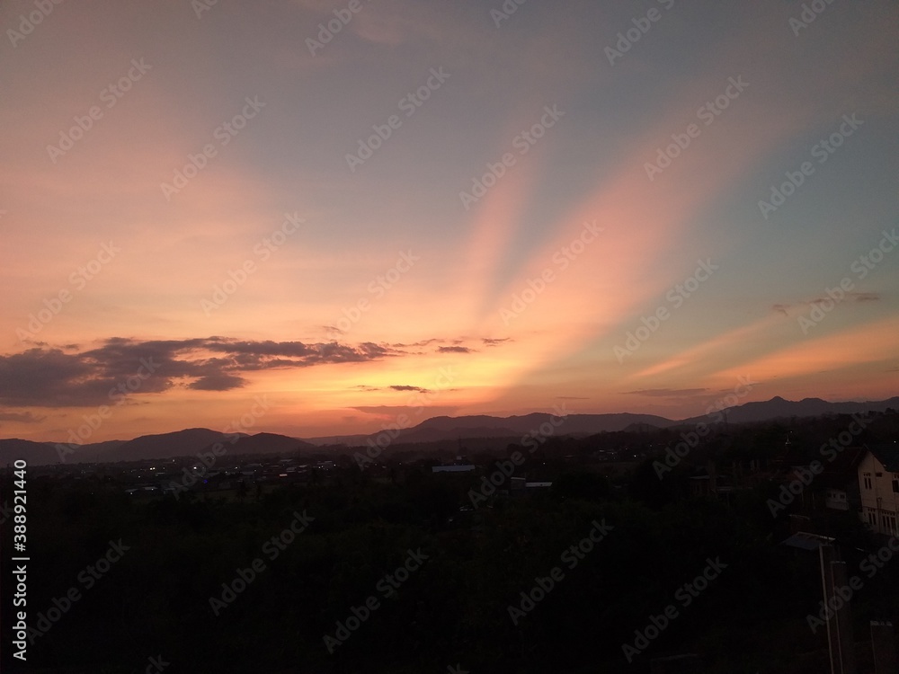 sunset over the mountains