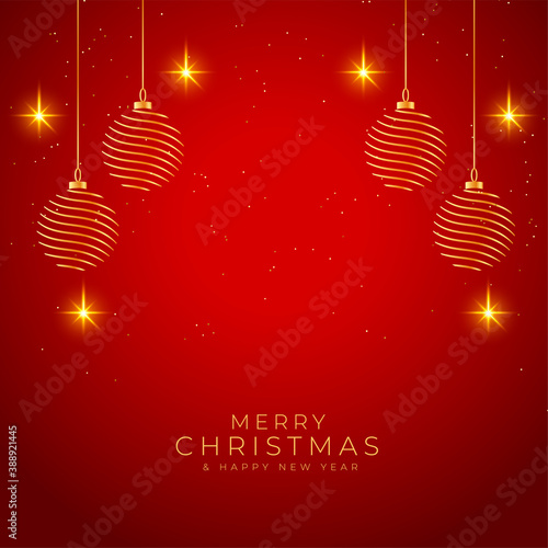 merry christmas shiny red and golden background design