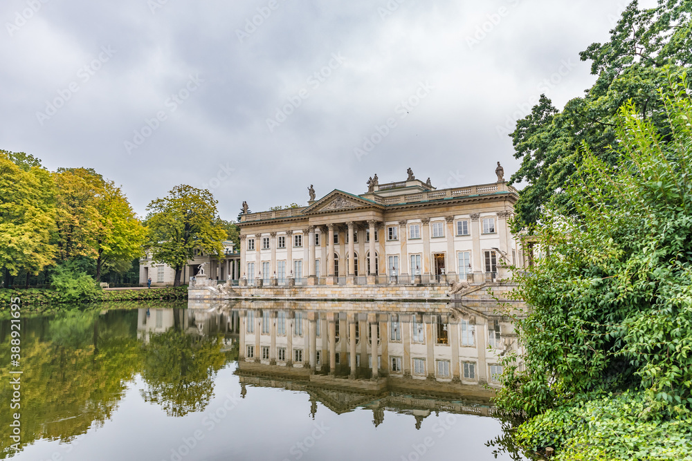 The Palace on the Isle, also known as Baths Palace in Warsaw's Royal Baths Park The Palace on the Isle, also known as Baths Palace in Warsaw's Royal Baths Park
