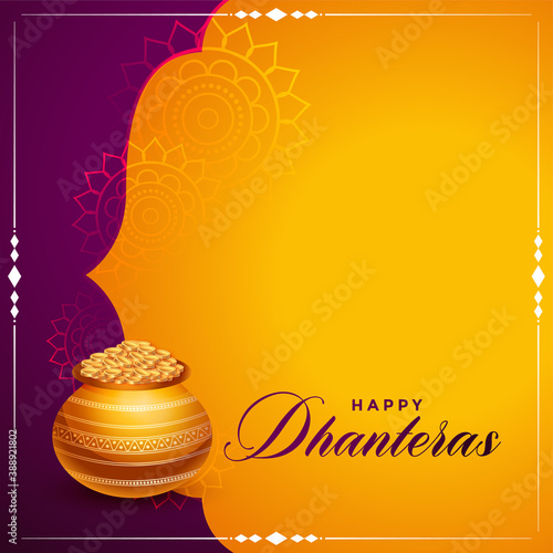 happy dhanteras wishes background in indian style photo