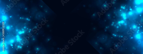 abstract blue bokeh light sparkles banner design