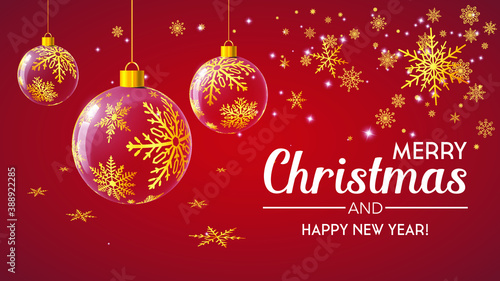 Merry christmas and happy new year background. Realistic christmas elements.