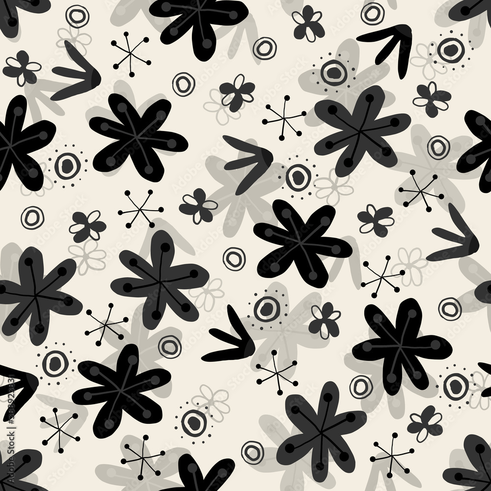 seamless nature pattern background with monochrome flower seamless nature pattern background with monochrome flower